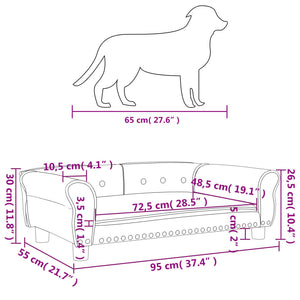 Hundebett Blau 95x55x30 cm Samt Stilecasa