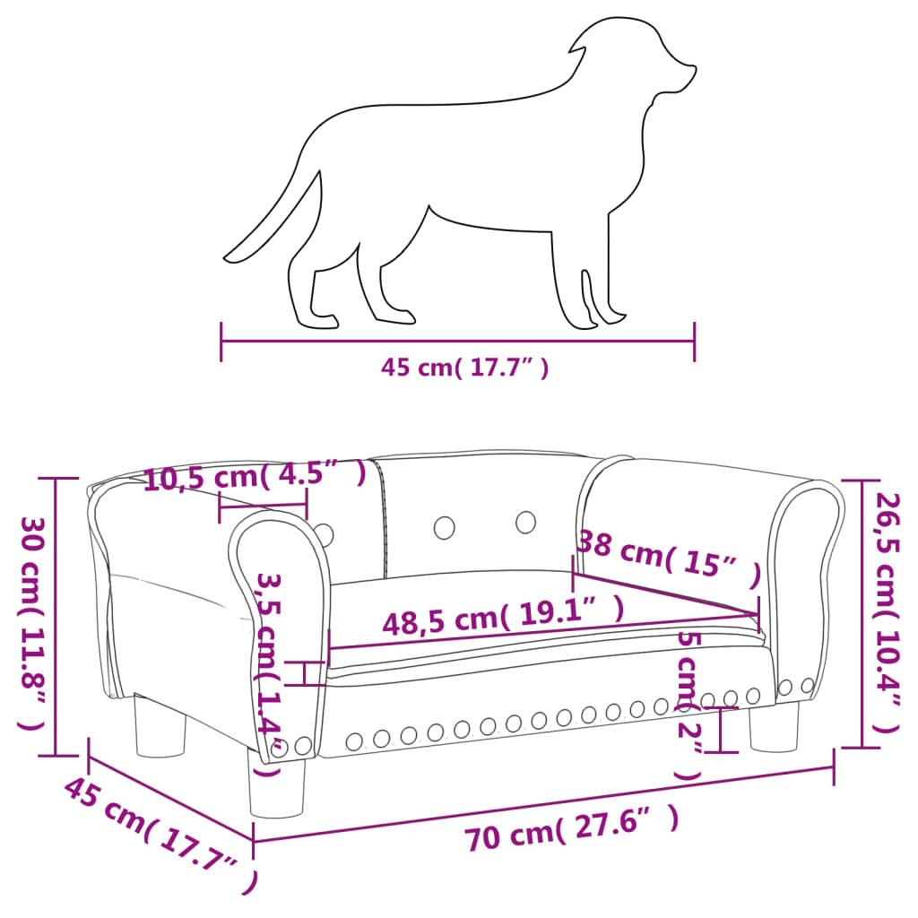 Hundebett Rosa 70x45x30 cm Samt Stilecasa