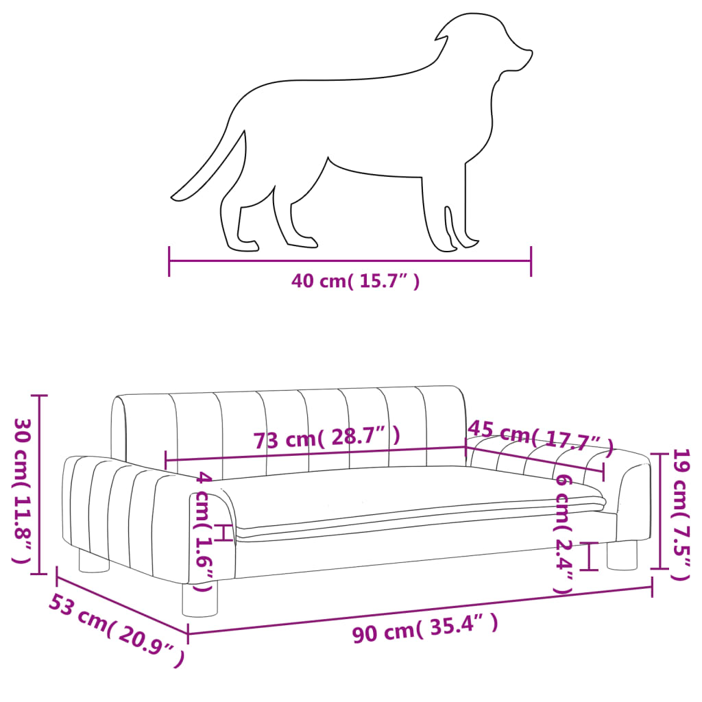 Hundebett Creme 90x53x30 cm Stoff Stilecasa