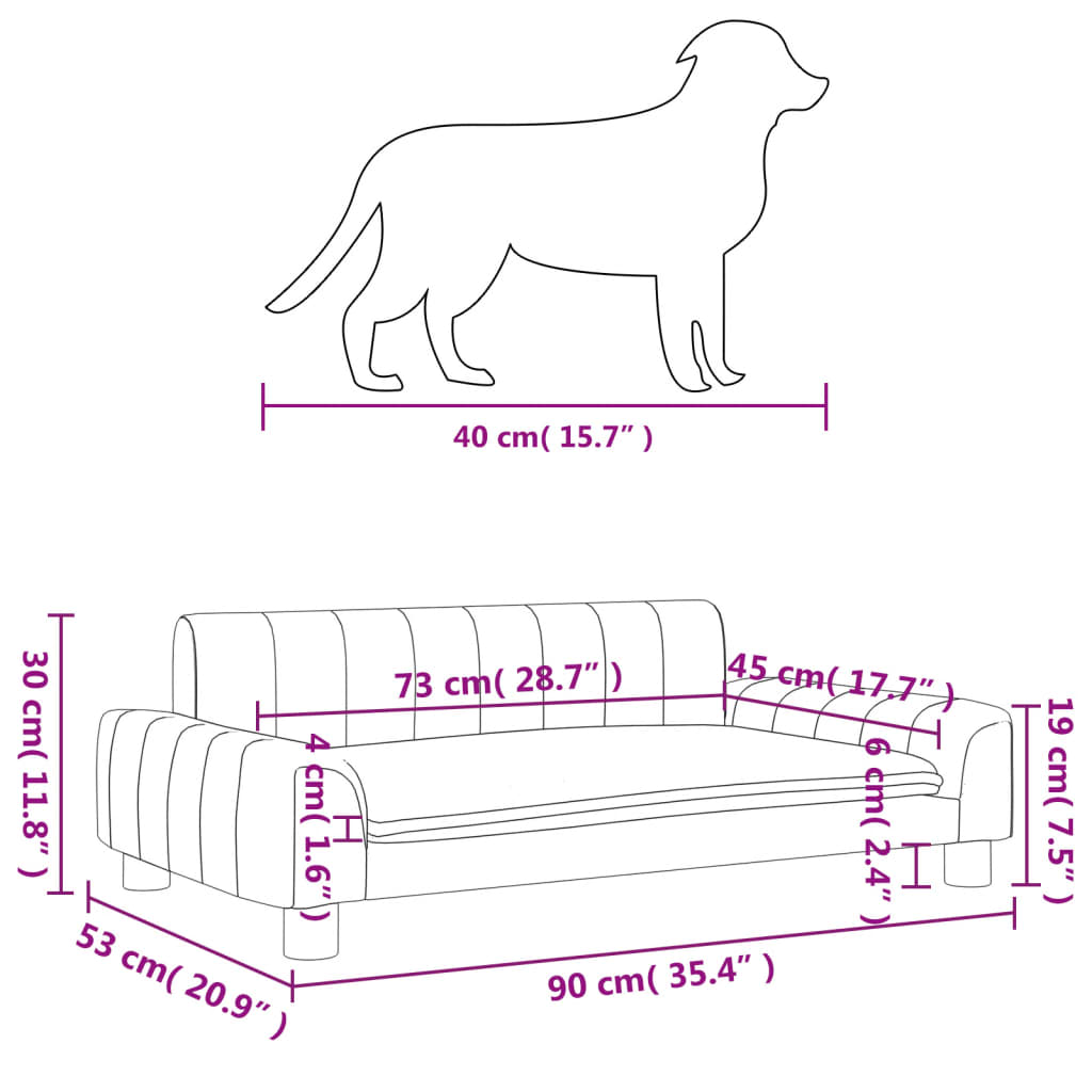 Hundebett Dunkelgrau 90x53x30 cm Stoff Stilecasa