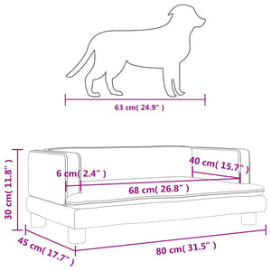 Hundebett Hellgrau 80x45x30 cm Samt