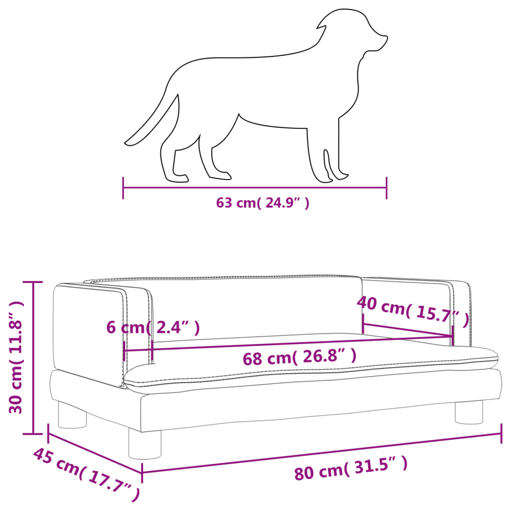 Hundebett Rosa 80x45x30 cm Samt Stilecasa