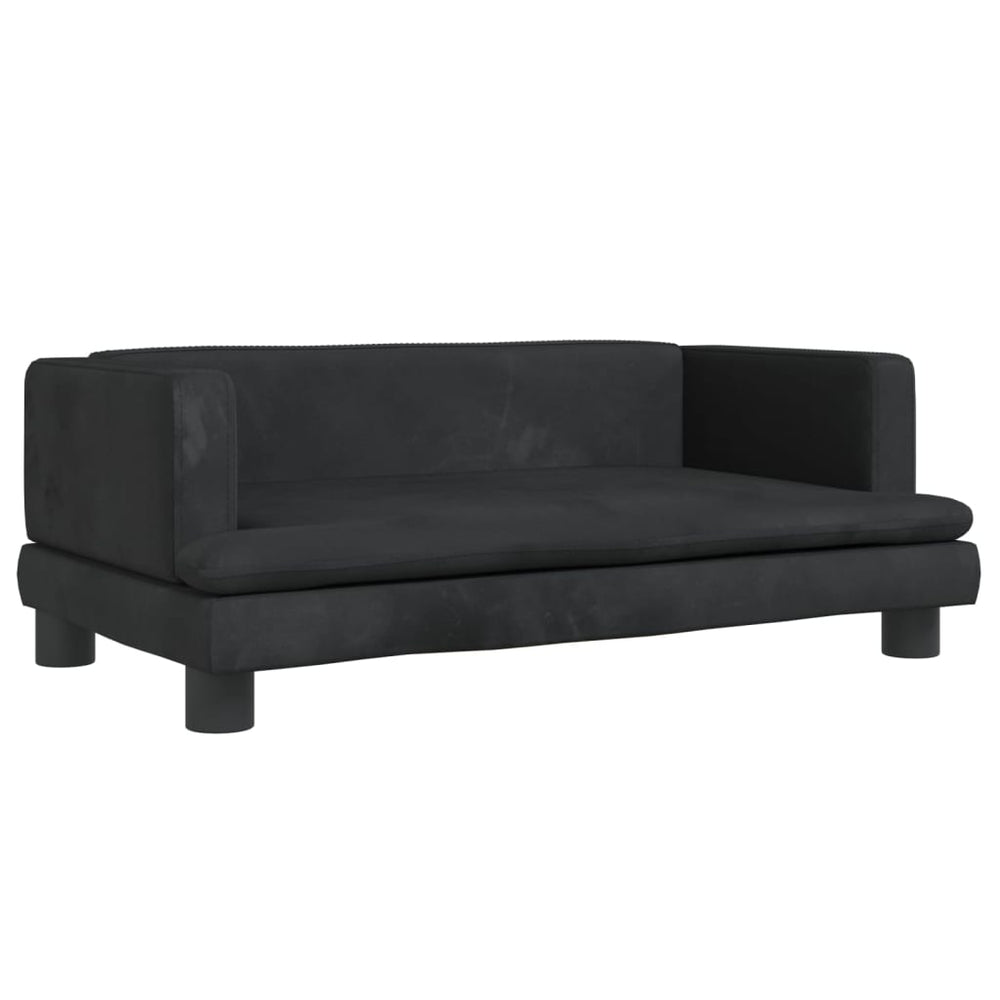 Hundebett Schwarz 80x45x30 cm Samt Stilecasa