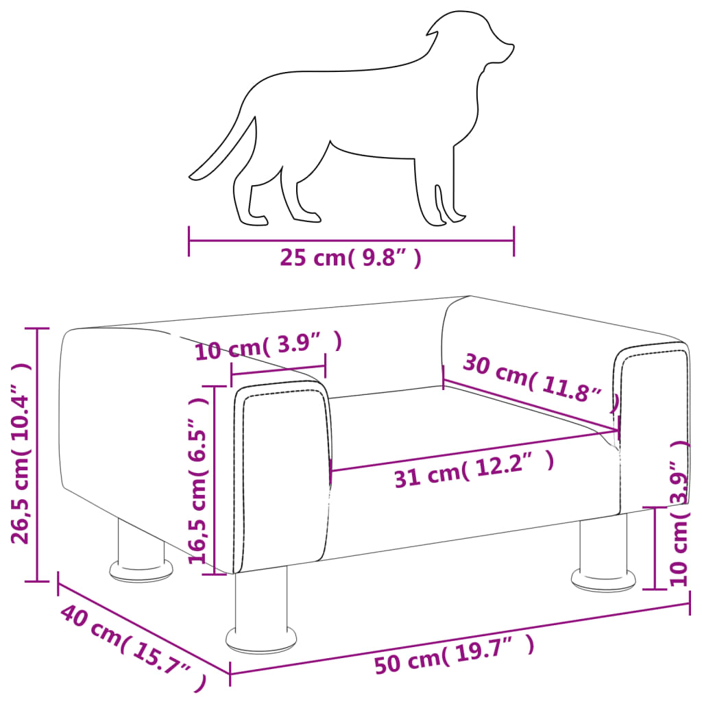 vidaXL Hundebett Rosa 50x40x26,5 cm Samt