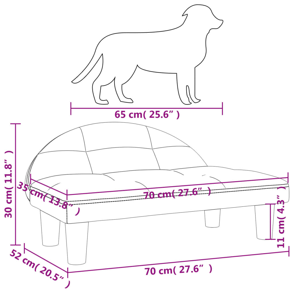 vidaXL Hundebett Schwarz 70x52x30 cm Samt