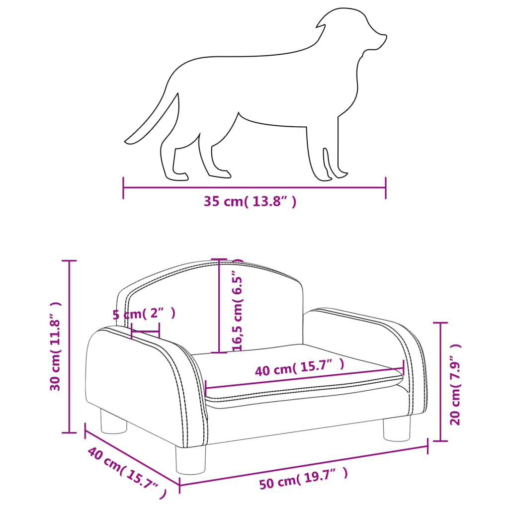 vidaXL Hundebett Creme 50x40x30 cm Kunstleder