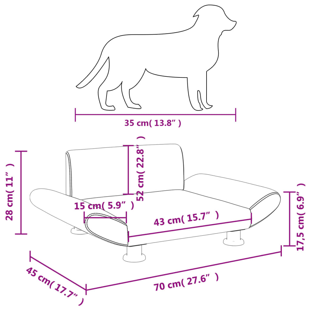 vidaXL Hundebett Taupe 70x45x28 cm Stoff