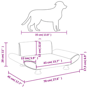 vidaXL Hundebett Taupe 70x45x28 cm Stoff