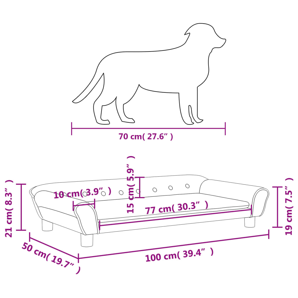 Hundebett Creme 100x50x21 cm Samt