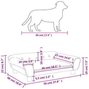 vidaXL Hundebett Dunkelgrau 70x48x22 cm Samt