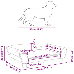 vidaXL Hundebett Braun 70x48x22 cm Samt