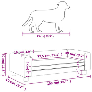 Hundebett mit Verlängerung Creme 100x50x30 cm Samt