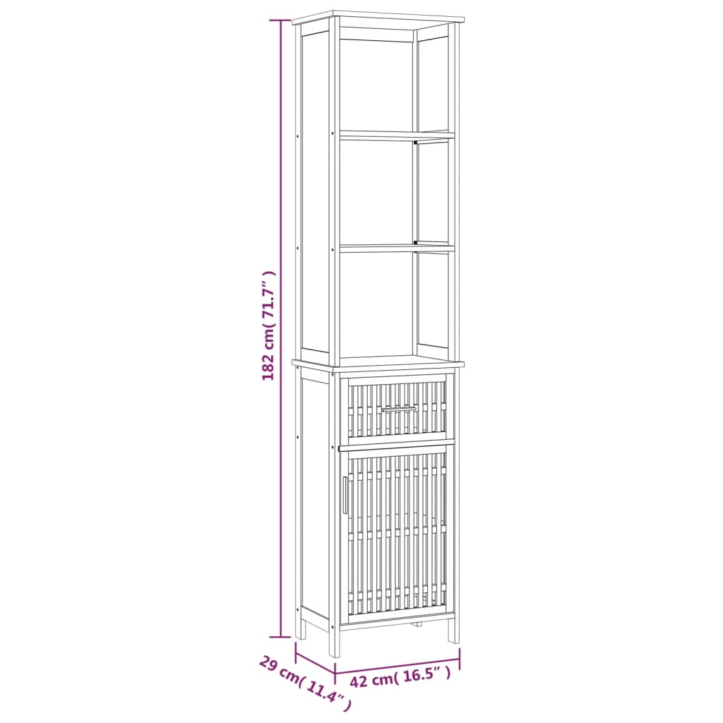 Badschrank 42x29x182 cm Massivholz Nussbaum Stilecasa