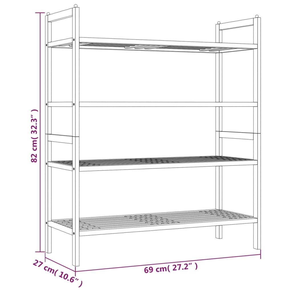 vidaXL Schuhregale 2 Stk. 69x27x41 cm Massivholz Nussbaum