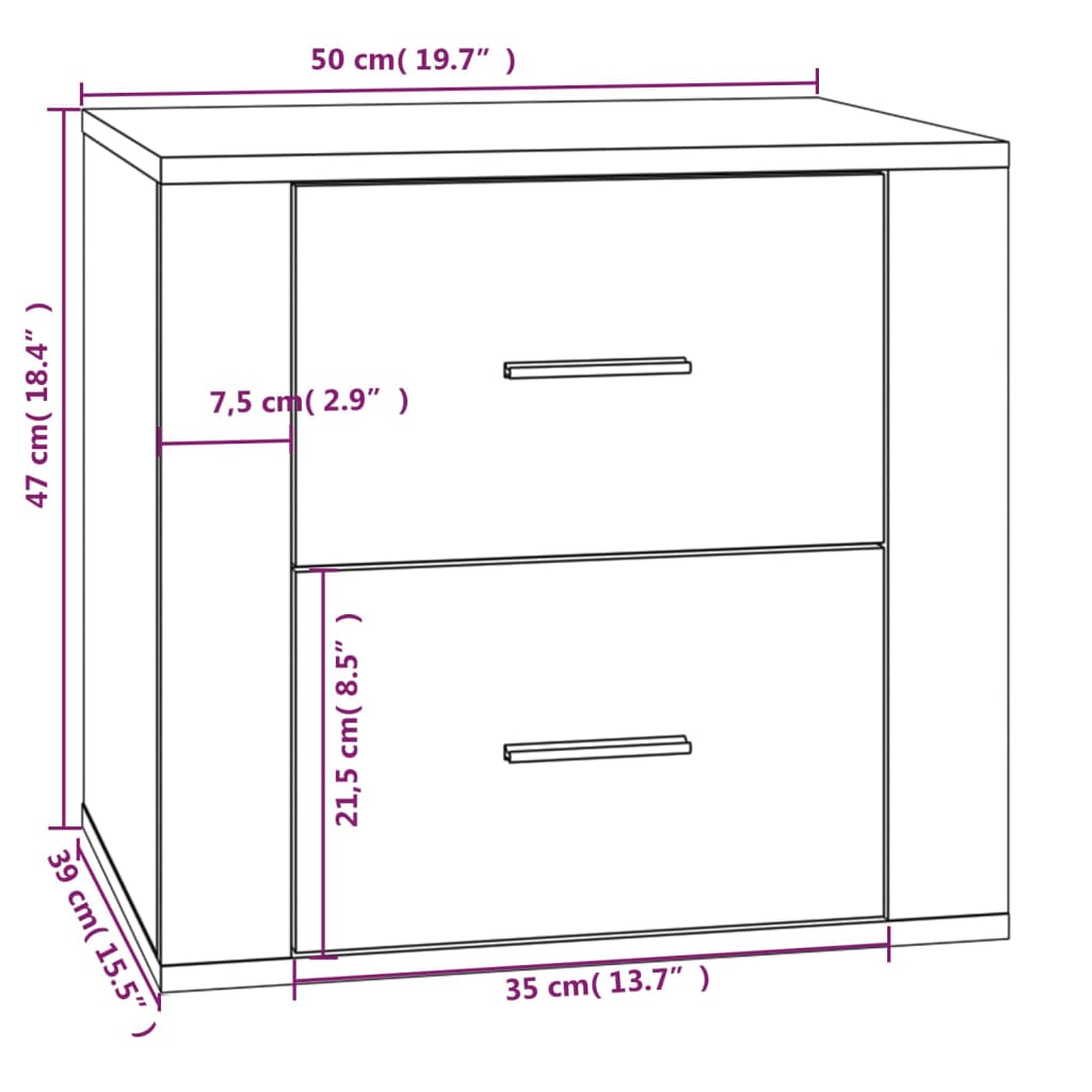 vidaXL Nachttisch Grau Sonoma 50x39x47 cm