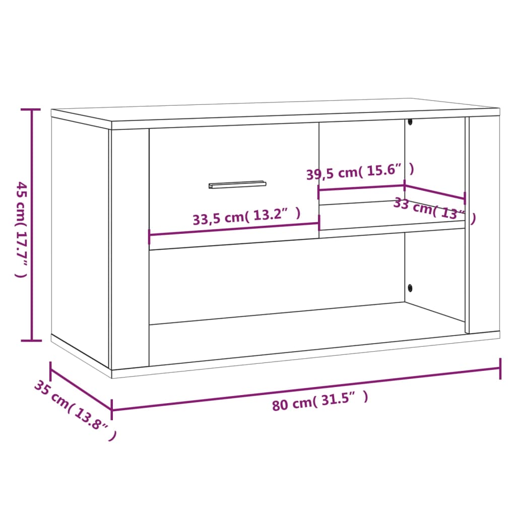 Schuhschrank Braun Eichen-Optik 80x35x45 cm Holzwerkstoff