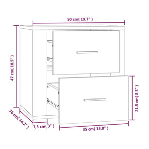 vidaXL Wand-Nachttisch Betongrau 50x36x47 cm