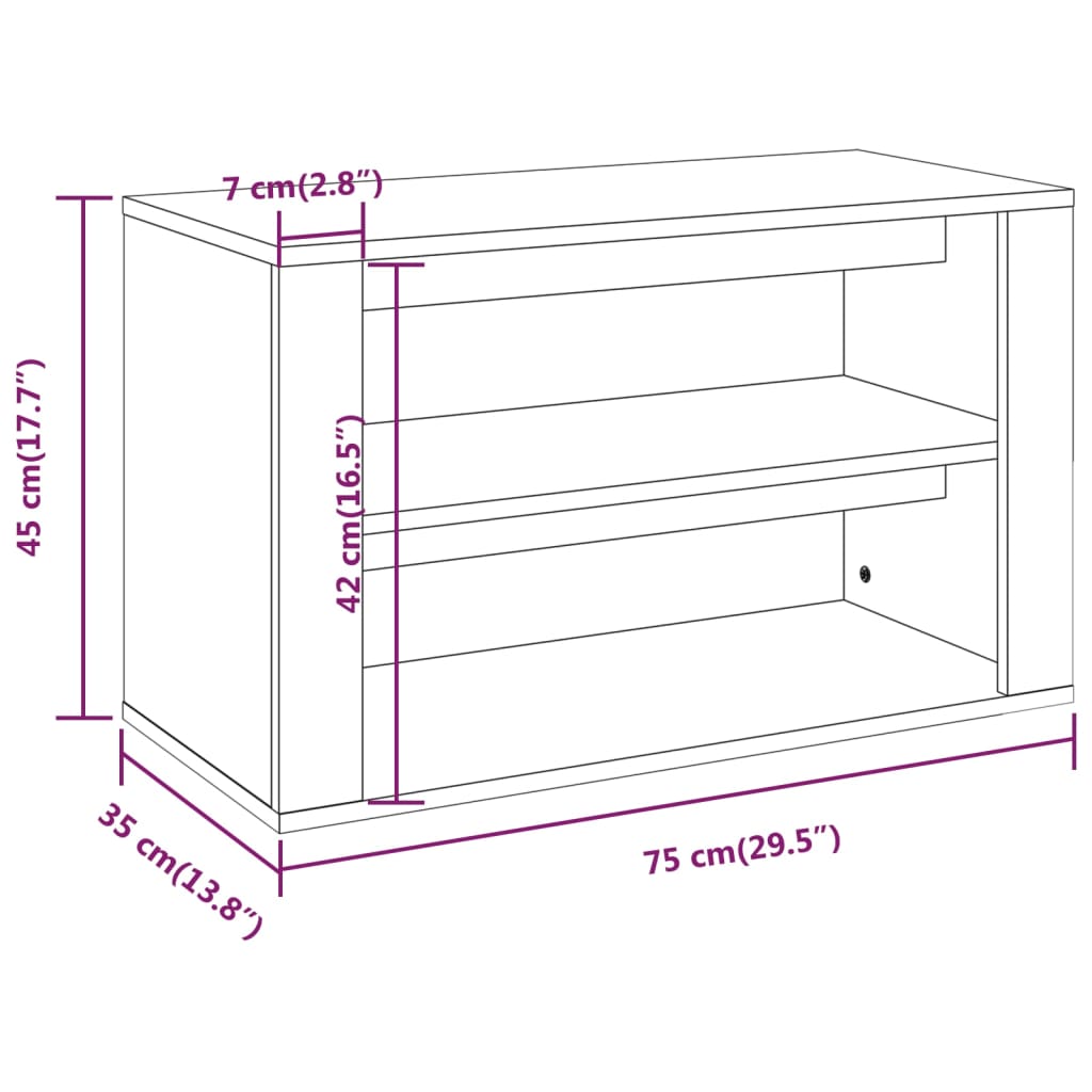 vidaXL Schuhregal Weiß 75x35x45 cm Holzwerkstoff