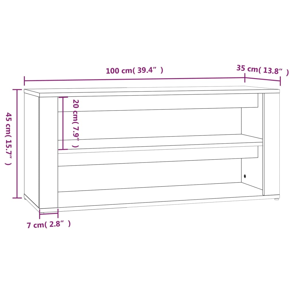 Schuhregal Schwarz 100x35x45 cm Holzwerkstoff Stilecasa