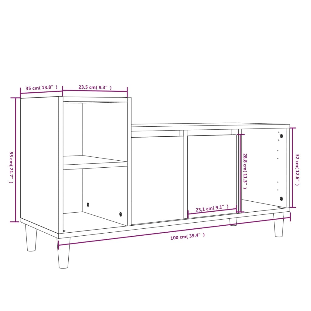 vidaXL TV-Schrank Sonoma-Eiche 100x35x55 cm Holzwerkstoff