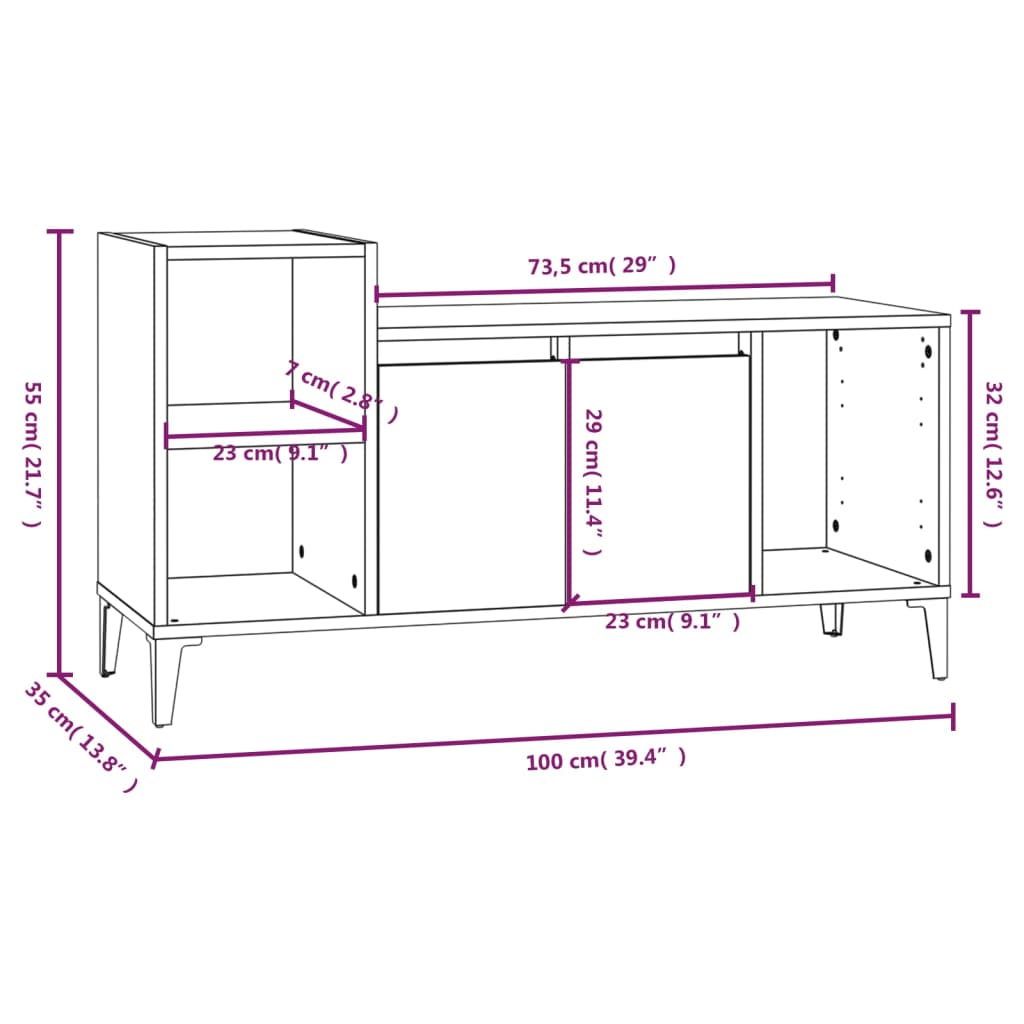 vidaXL TV-Schrank Weiß 100x35x55 cm Holzwerkstoff