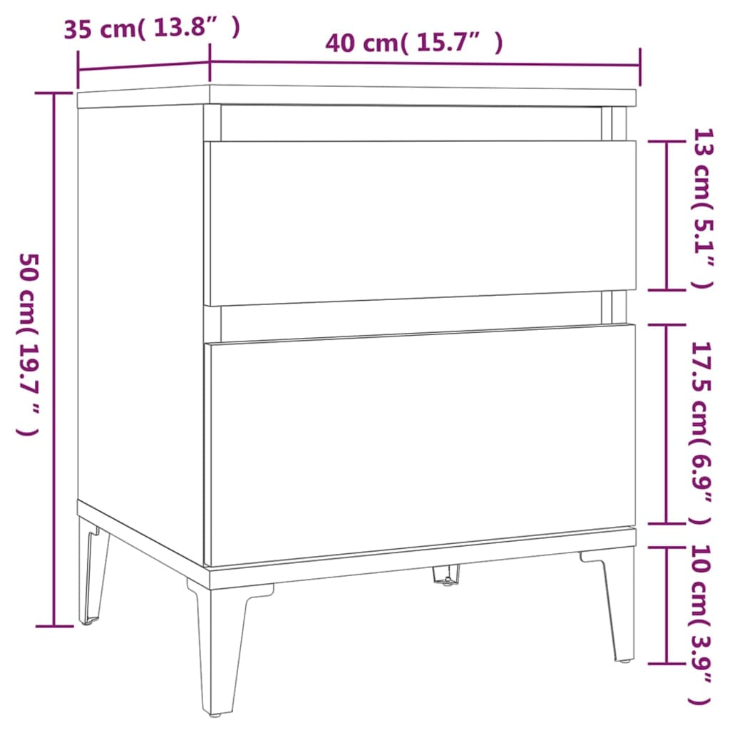 vidaXL Nachttische 2 Stk. Sonoma-Eiche 40x35x50 cm