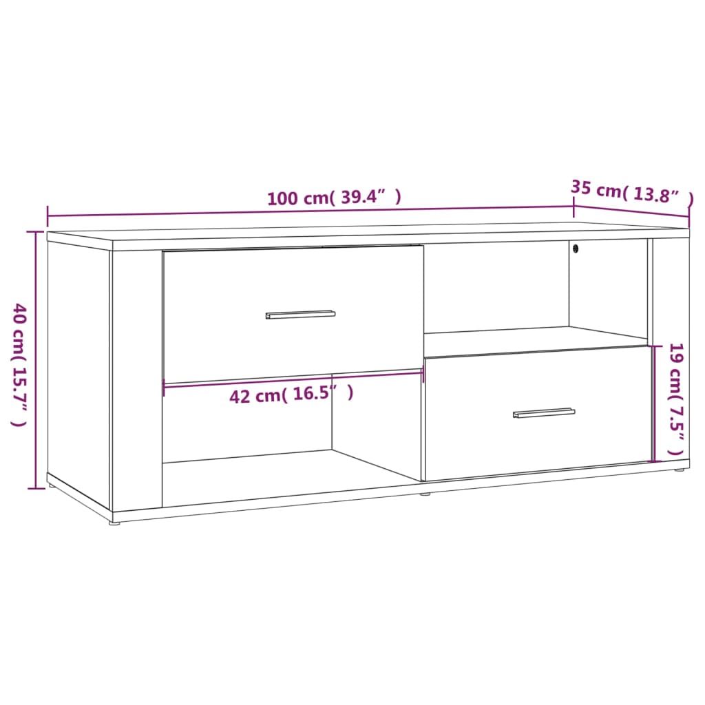 vidaXL TV-Schrank Grau Sonoma 100x35x40 cm Holzwerkstoff