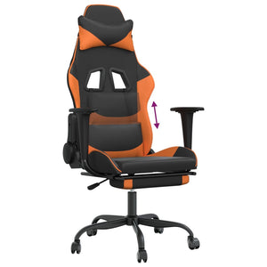 vidaXL Gaming-Stuhl mit Fußstütze Schwarz und Orange Kunstleder