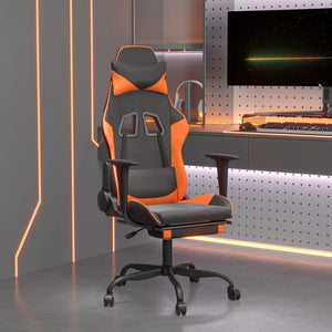 vidaXL Gaming-Stuhl mit Fußstütze Schwarz und Orange Kunstleder