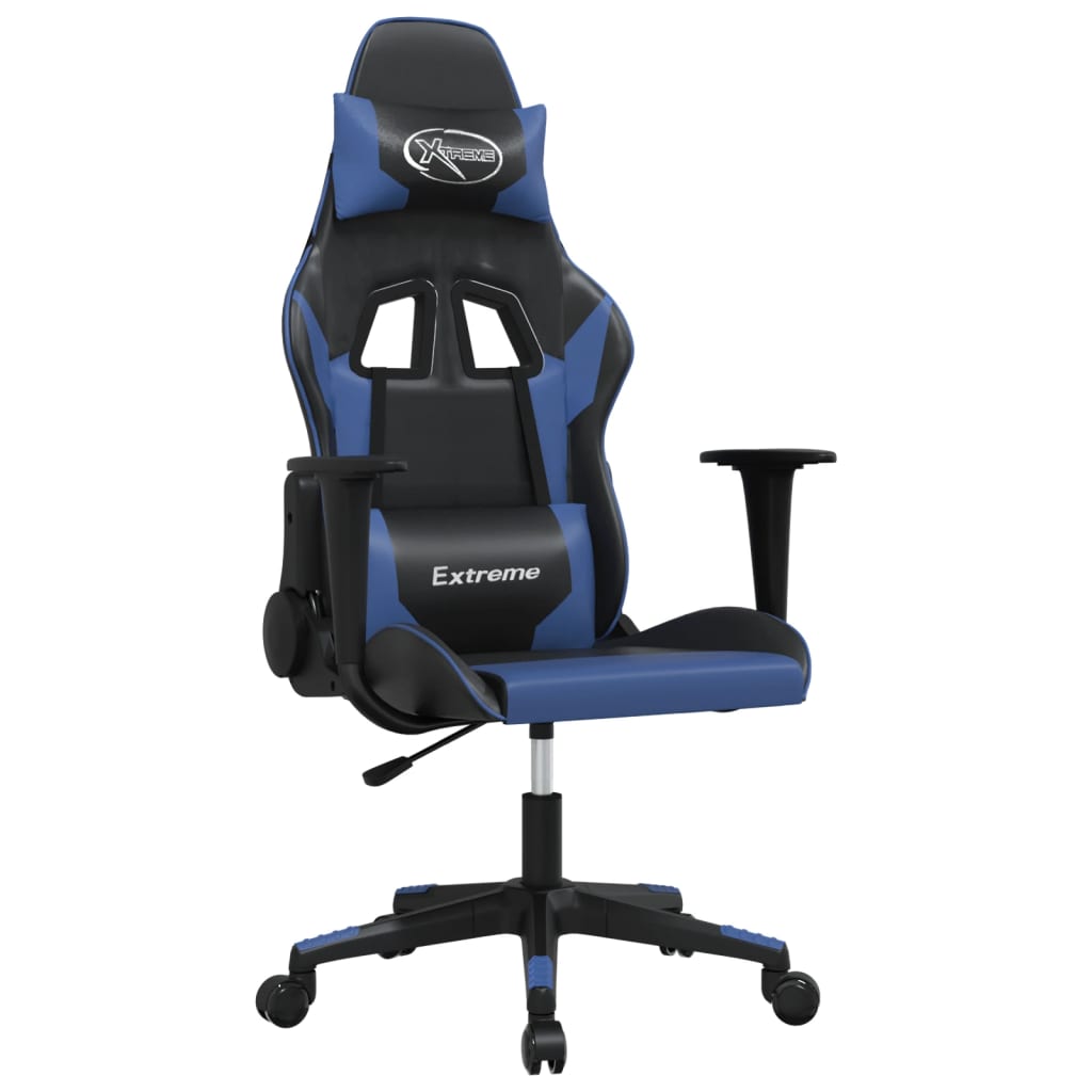 vidaXL Gaming-Stuhl Schwarz und Blau Kunstleder