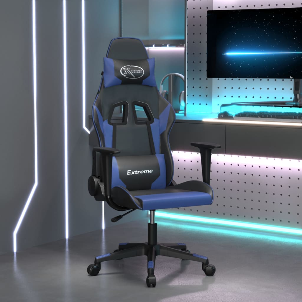 vidaXL Gaming-Stuhl Schwarz und Blau Kunstleder