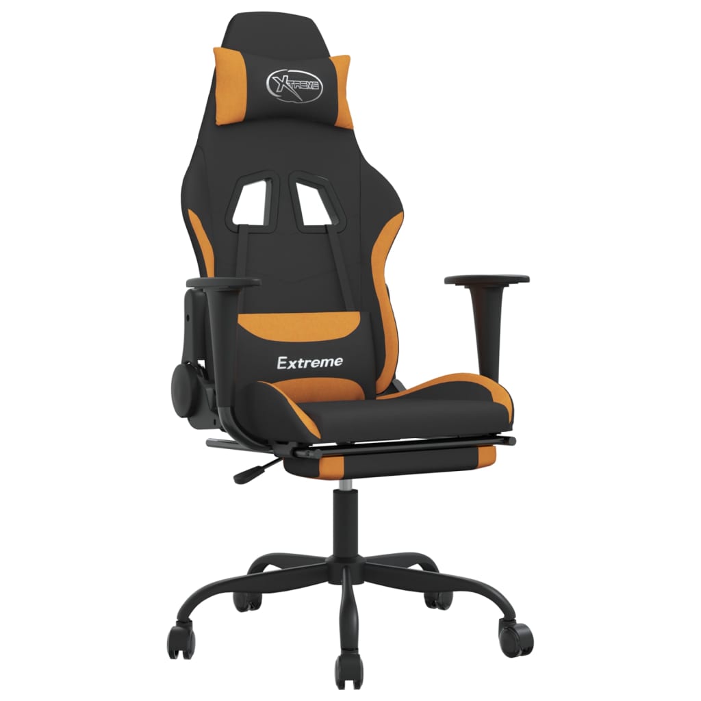 vidaXL Gaming-Stuhl mit Fußstütze Schwarz und Orange Stoff