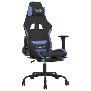 vidaXL Gaming-Stuhl mit Fußstütze Schwarz und Blau Stoff