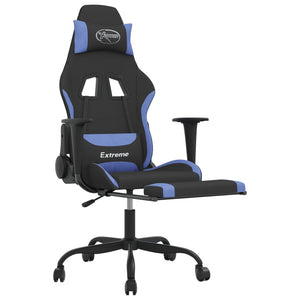 vidaXL Gaming-Stuhl mit Fußstütze Schwarz und Blau Stoff