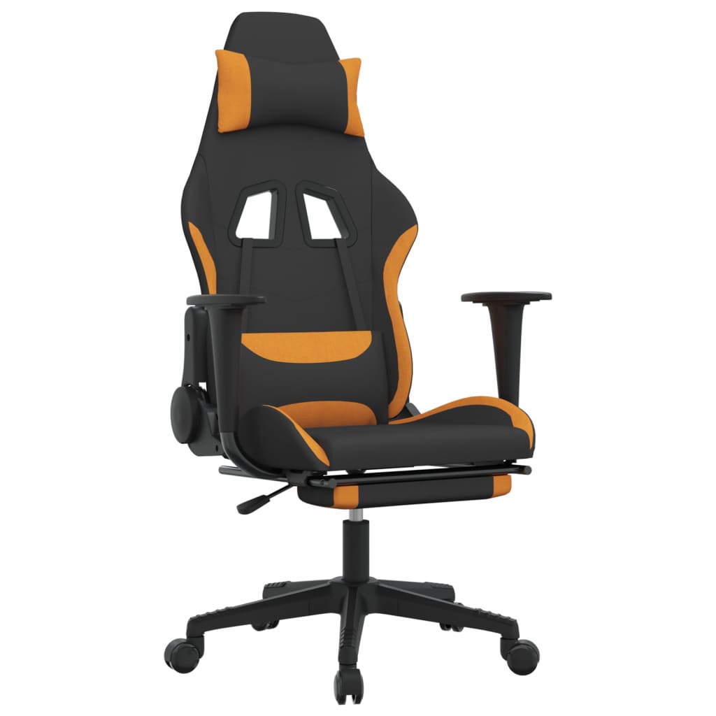 vidaXL Gaming-Stuhl mit Fußstütze Schwarz und Orange Stoff