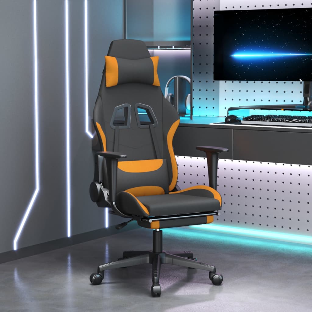 vidaXL Gaming-Stuhl mit Fußstütze Schwarz und Orange Stoff