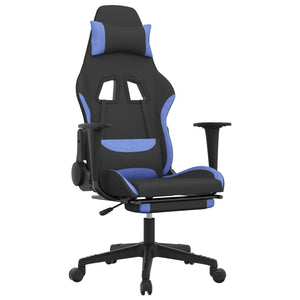 vidaXL Gaming-Stuhl mit Fußstütze Schwarz und Blau Stoff