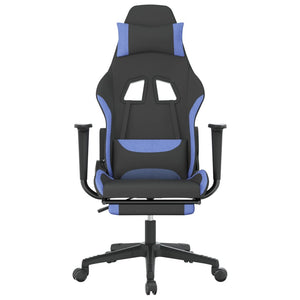 vidaXL Gaming-Stuhl mit Fußstütze Schwarz und Blau Stoff