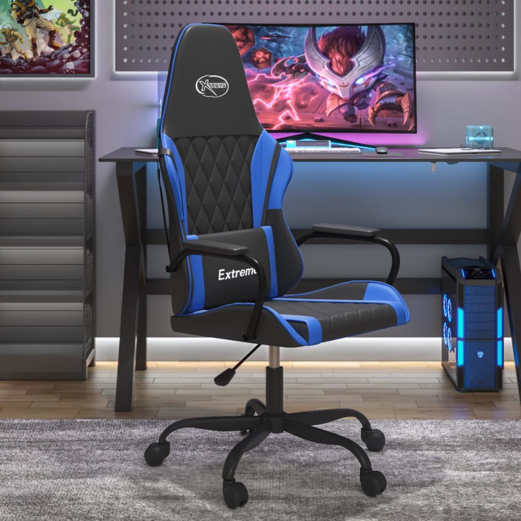 vidaXL Gaming-Stuhl Schwarz und Blau Kunstleder