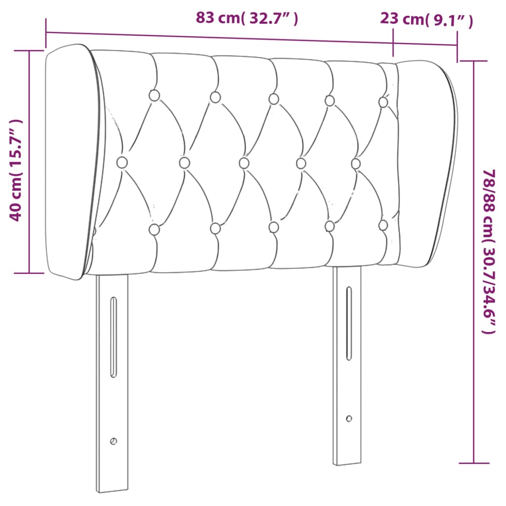 Kopfteil mit Ohren Rosa 83x23x78/88 cm Samt