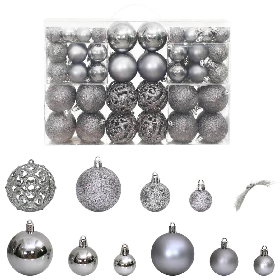 Weihnachtskugeln 100 Stk. Grau 3 / 4 / 6 cm Stilecasa