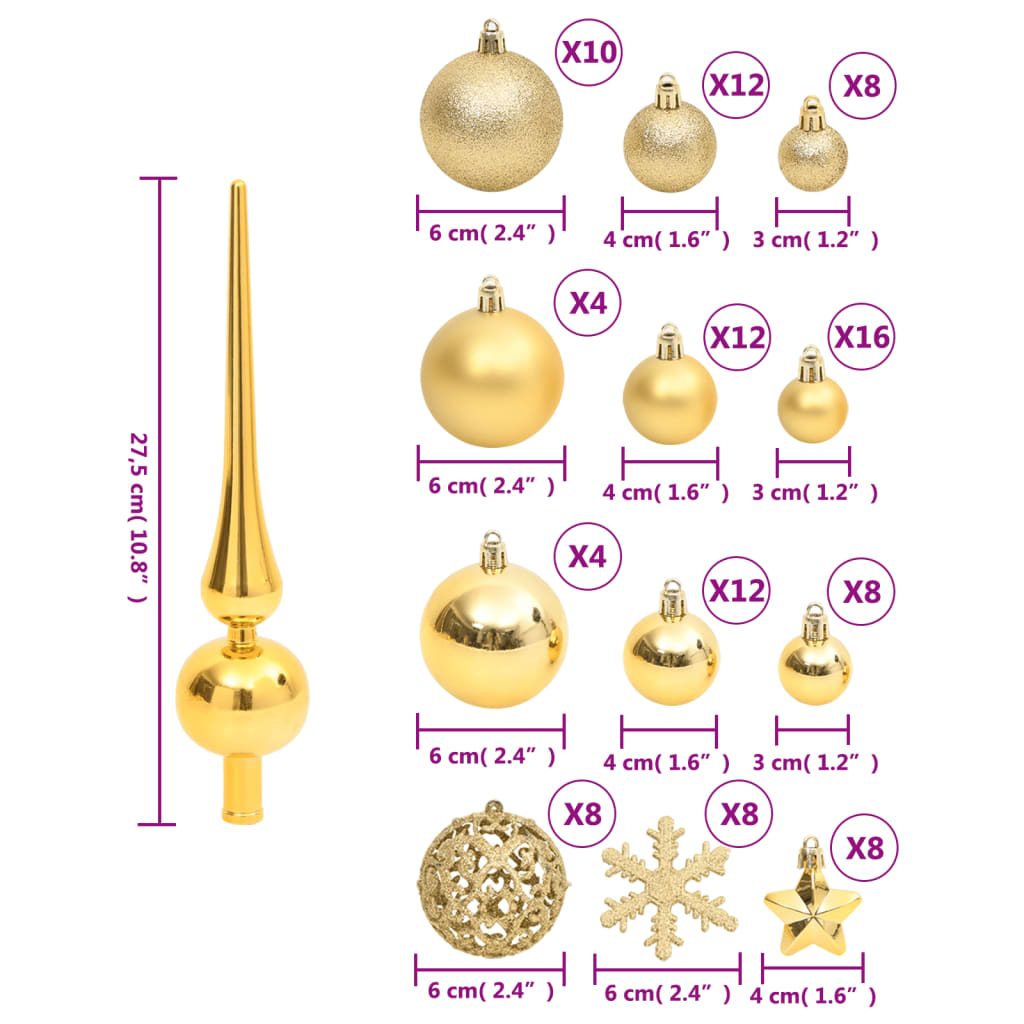 111-tlg. Weihnachtskugel-Set Golden Polystyrol Stilecasa