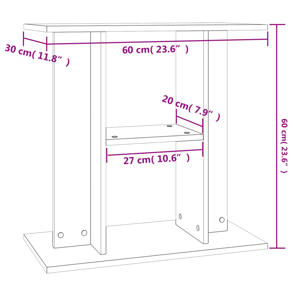 vidaXL Aquariumständer Schwarz 60x30x60 cm Holzwerkstoff