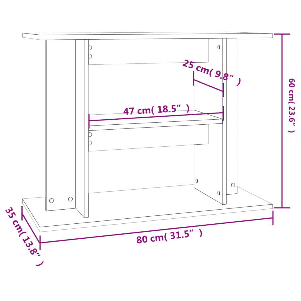 vidaXL Aquariumständer Hochglanz-Weiß 80x35x60 cm Holzwerkstoff