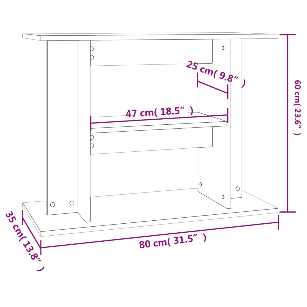 Aquariumständer Räuchereiche 80x35x60 cm Holzwerkstoff Stilecasa