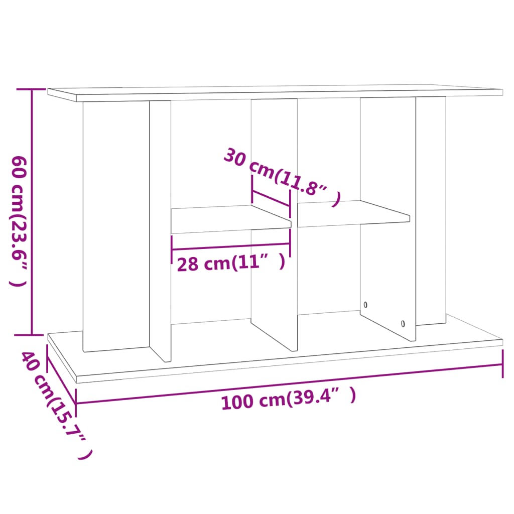 vidaXL Aquariumständer Betongrau 100x40x60 cm Holzwerkstoff