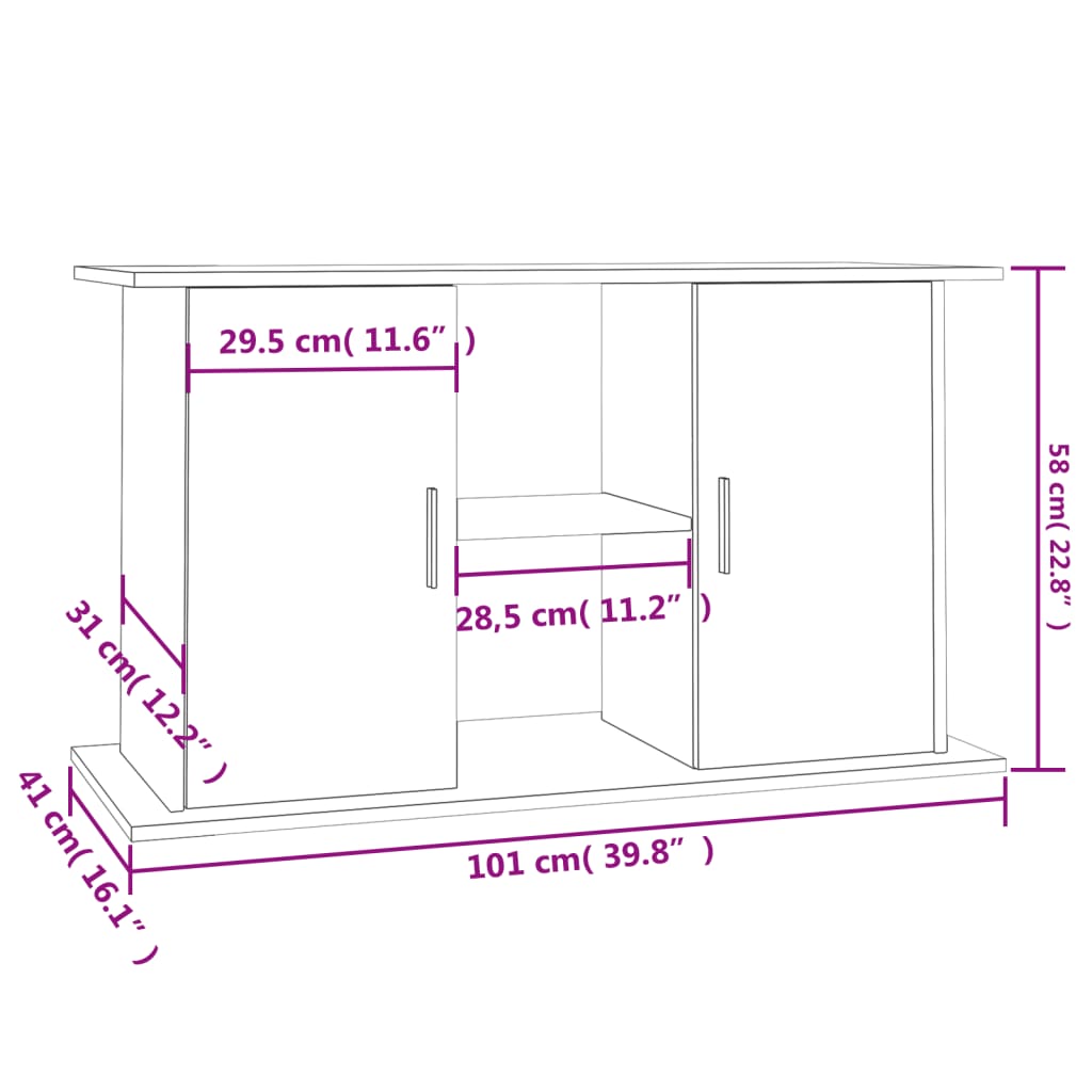 Aquariumständer Sonoma-Eiche 101x41x58 cm Holzwerkstoff Stilecasa