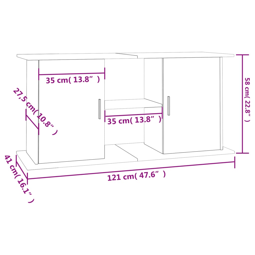 vidaXL Aquariumständer Hochglanz-Weiß 121x41x58 cm Holzwerkstoff