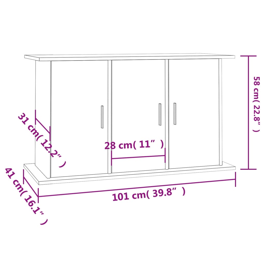 vidaXL Aquariumständer Hochglanz-Weiß 101x41x58 cm Holzwerkstoff