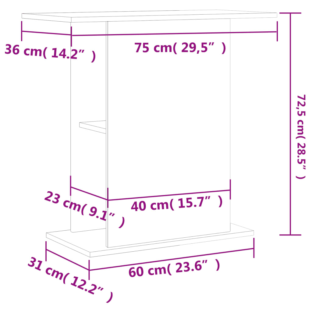 vidaXL Aquariumständer Sonoma-Eiche 75x36x72,5 cm Holzwerkstoff